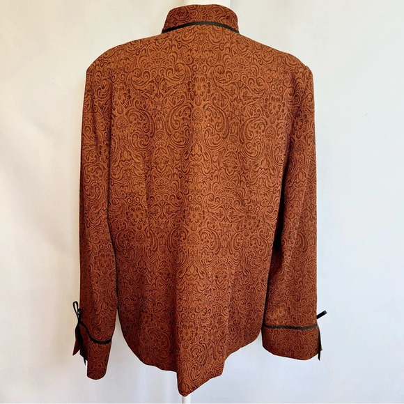Drapers And Damons Rust Orange Floral Paisley Open Front Blazer Jacket Size 14 - Picture 8 of 12